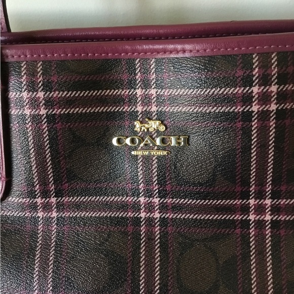 Vintage Coach NY Field Plaid Zip Top Tote Shoulder Bag Signature C’s & Dustbag - Picture 14 of 14